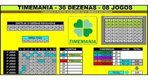 matrizes timemania com 30 dezenas